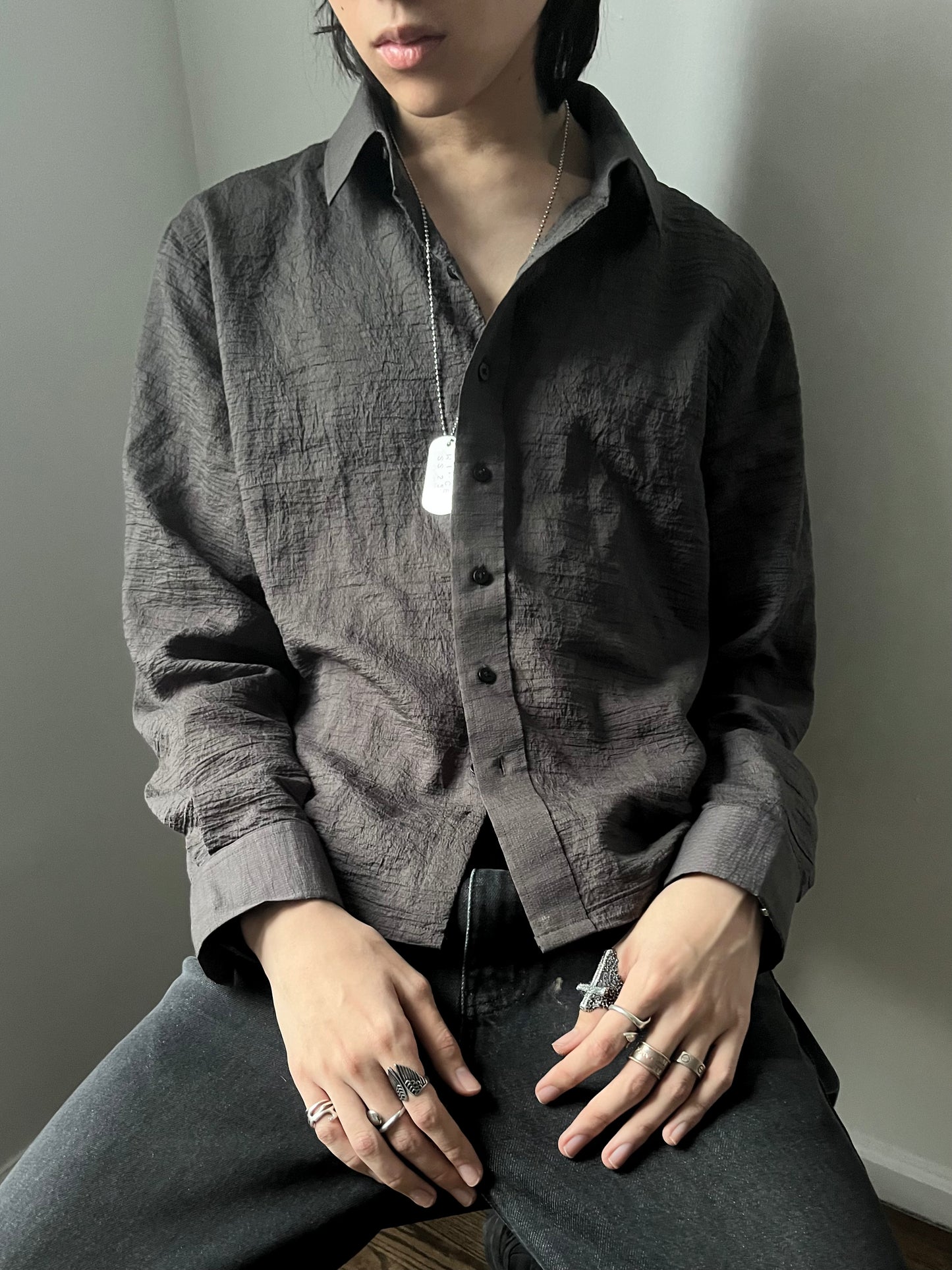 parchment dress shirt soot grey
