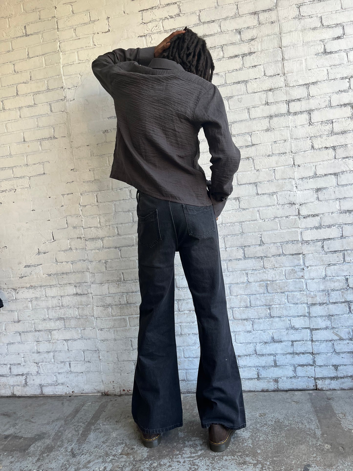 parchment dress shirt soot grey